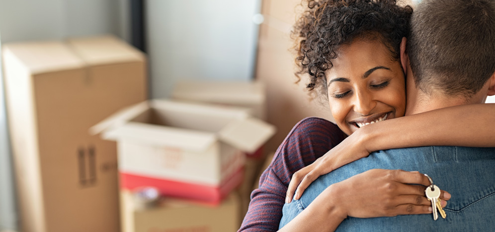 Young couple buying their first home